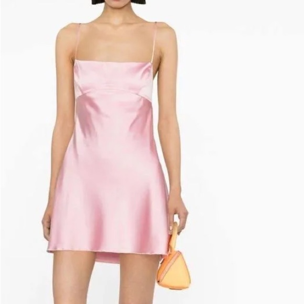 Danielle Guizio Pink Silk Slip Dress